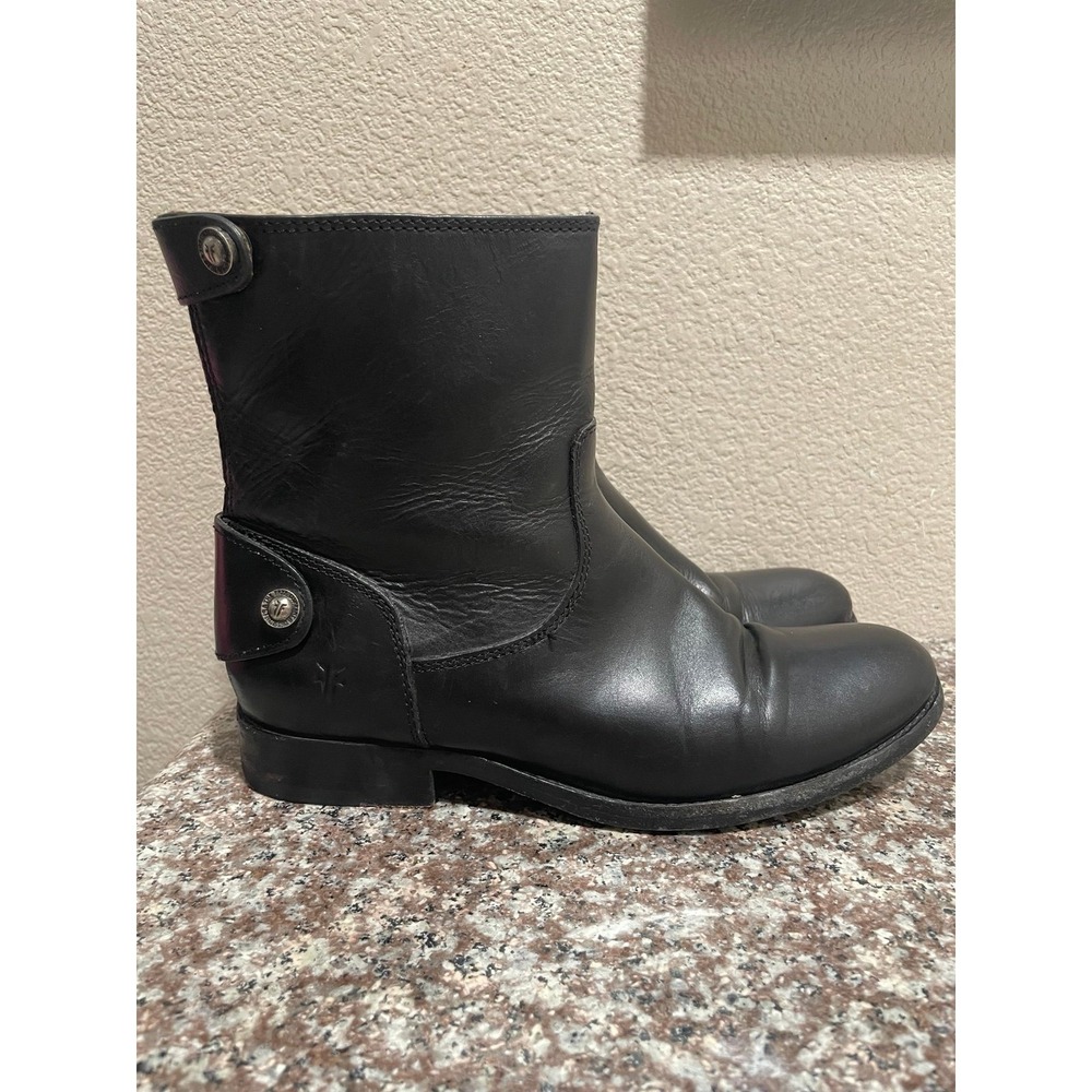 Frye melissa button zip short black ankle Boots